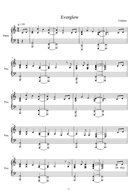 Everglow Arr Coldplay By Coldplay Sheet Music For Piano Solo At