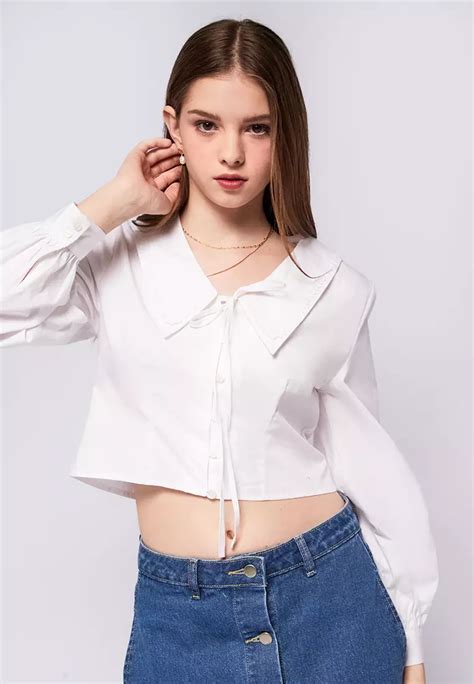 Jual COLORBOX Sailor Collar Long Sleeve Blouse Original 2024 ZALORA