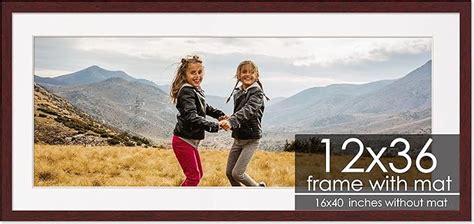 Amazon.com - 12x36 Frame with Mat - Brown 16x40 Frame Wood Made to ...