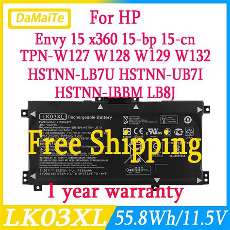 Lk Xl Laptop Battery For Hp Hstnn Ub I Tpn W W Envy X