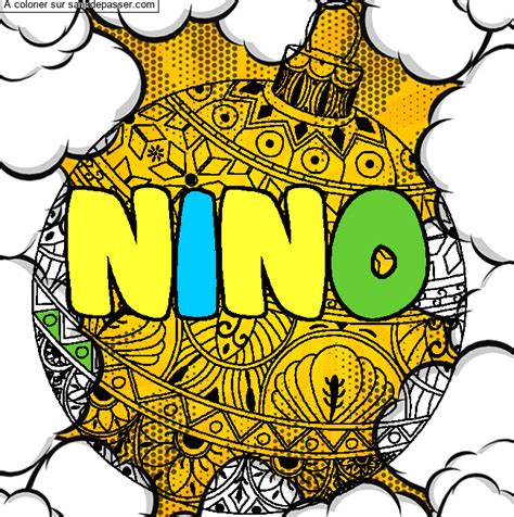 Dessin colorié Coloriage prénom NINO décor Boule de Noël par swann