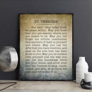 St Therese Quote Print May Today There Be Peace Within St Therese Of