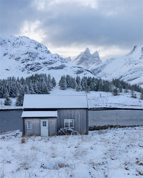 Lofoten Islands, Log Cabin House, Norway Landscape Winter Print - Etsy