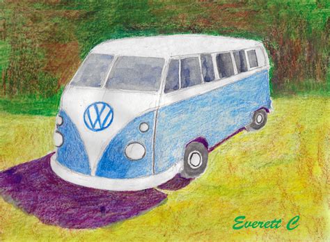 VW Bus - colored pencil | Daily drawing, Watercolor artist, Colored pencils