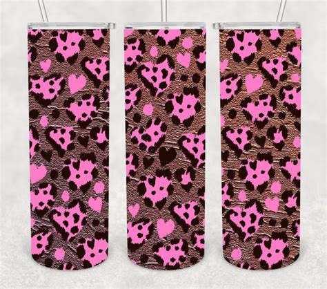 Pink Leopard Heart Sublimation Tumbler Etsy