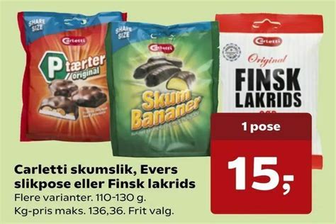 Carletti Skumslik Evers Slikpose Eller Finsk Lakrids Tilbud Hos Dagli