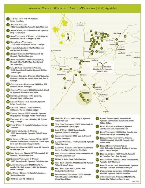 Amador County Wineries A-Z List & Wine Map | Amador county, Winery map ...