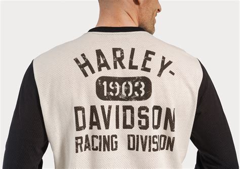 Vm Harley Davidson Mens Longsleeve Racing White Black At