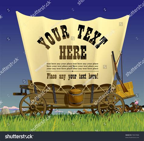 vector illustration wild west covered wagon stock vector royalty