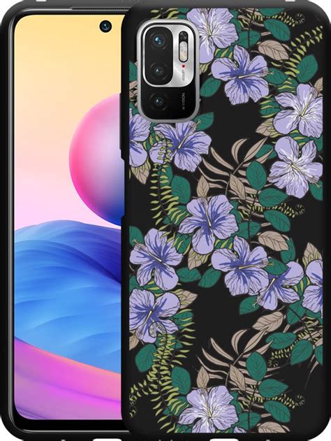 Hoesje Geschikt Voor Xiaomi Redmi Note G Zwart Purple Flowers Bol