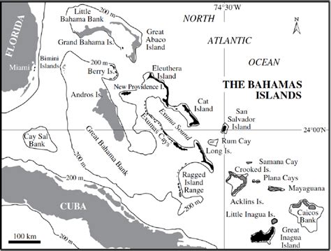 Map Of The Bahamas Archipelago Showing The Study Area San Salvador