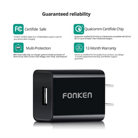 Fonken Pack Quick Charge Fonken W A Usb Wall Charger Qc