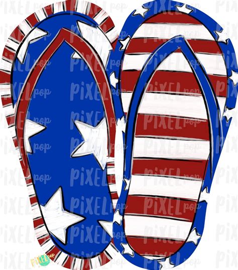 Patriotic July Flip Flops Png Hand Painted Sublimation Design