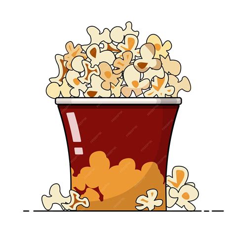 Premium Vector Big Popcorn Bucket Cinema Food Clip Art Popcorn Style