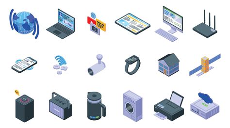 Internet connection icons set, isometric style 8351279 Vector Art at ...