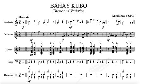 Bahay Kubo Full Score And Parts Rondalla Sheet Music By Musicondalla