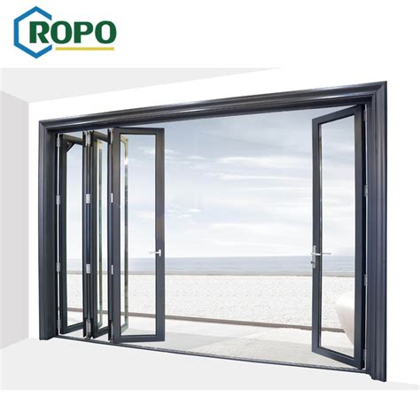 Balcony Aluminum Slide Bi Folding Glass Door Slide Folding Retractable