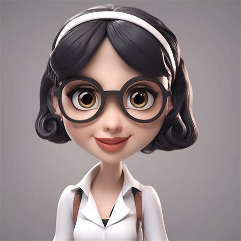 3d Illustration Eines Niedlichen Cartoon Mädchens Mit Brille Und Kopfhörer Kostenlose Foto