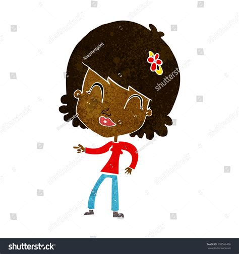 Cartoon Happy Woman Pointing Stock Vector Royalty Free 198562466