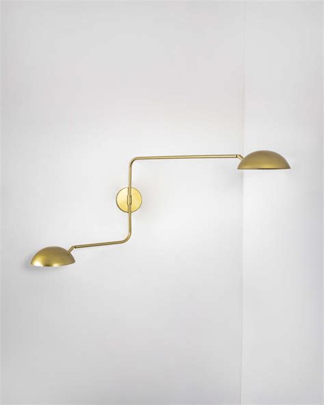 Lustre Arandela Dome Dupla Articulada Industrial Dourado Iluminamundo