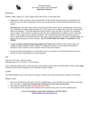 Fillable Online Peoria Park District B2014b Winter Adult CO REC