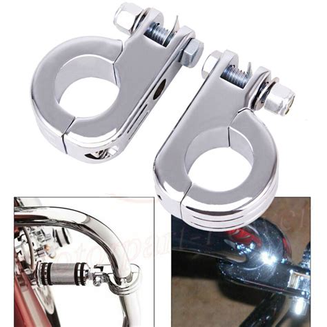 Chrome 1 25 Highway Guard Foot Peg Clamp Mount Kit For Harley Engine