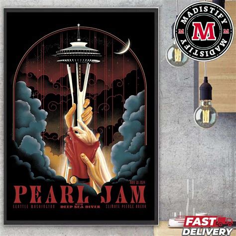 Official Poster And Merch Pearl Jam Event 2024 At Seattle Washington On May 30 With Deep Sea ...