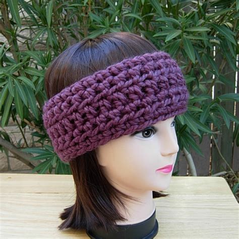 Basic Crochet Knit Winter Warm Fig Purple Headband Ear Warmer Aftcra