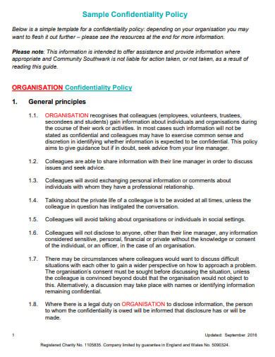 8 Confidentiality Policy Templates In Pdf Ms Word Free And Premium