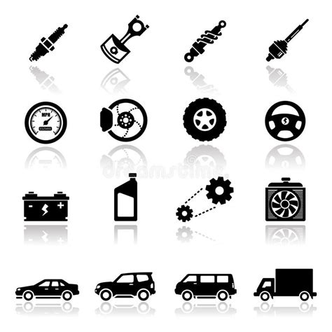 Icons Set Auto Parts Stock Illustration Illustration Of Simplified