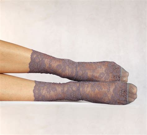 Smoky Lavender Lace And Mesh Women S Socks Tatiana S Threads