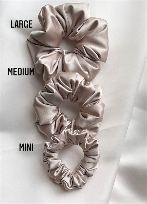 Sand Satin Scrunchies Pack Bridesmaid Gifts Big Scrunchie Etsy