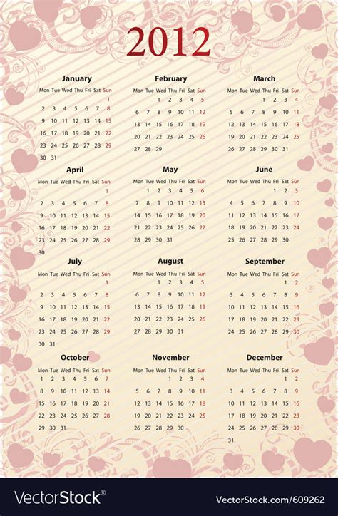 Floral calendar Royalty Free Vector Image - VectorStock