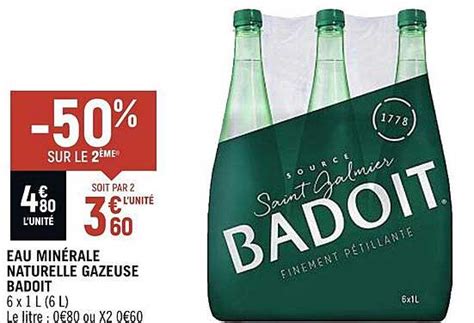 Promo Eau Minérale Naturelle Gazeuse Badoit chez Spar iCatalogue fr