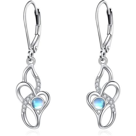 Boucles D Oreilles Celtiques En Argent Sterling Avec Pierre De Lune