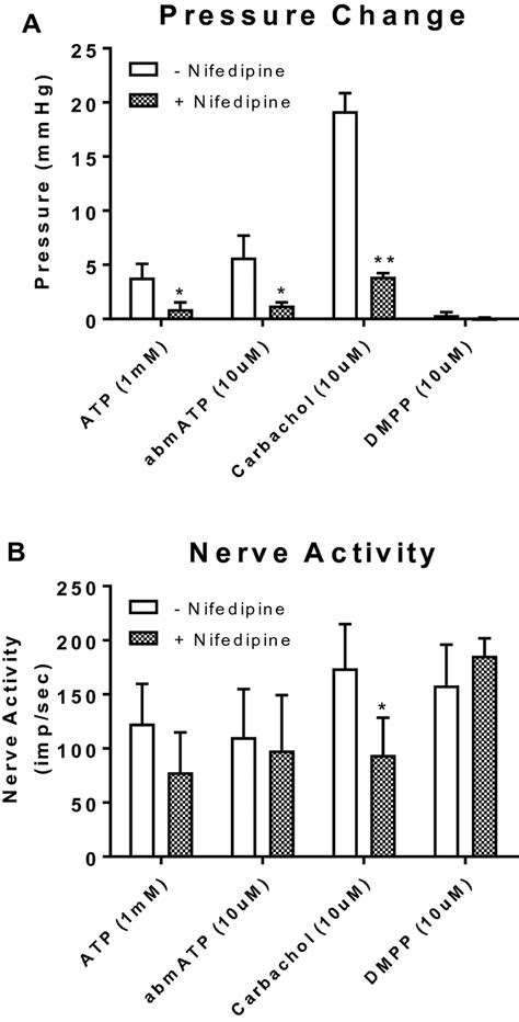 The Effect Of Nifedipine M On Control A Bladder Pressure And B