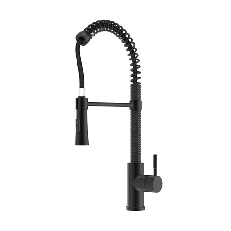 Single Handle Spring Neck Pull Down Sprayer Kitchen Faucet In Matte Black Weee