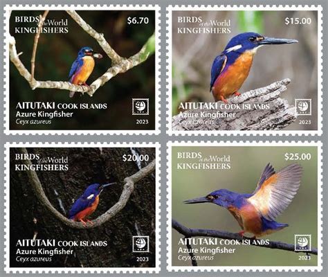 Aitutaki 2023 Birds Of The World Azure Kingfisher Philatelic