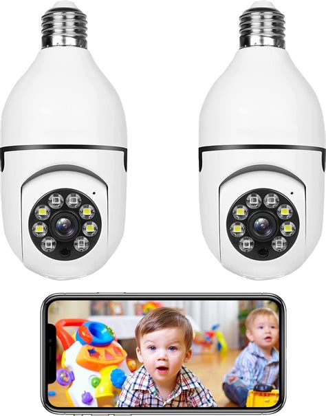 2 Pack Light Socket Security Cameras Wireless Outdoor WiFi Light Bu Lb ...