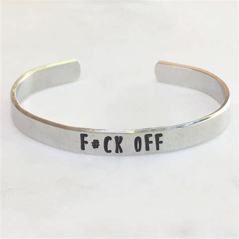 FCK OFF Cuff Bracelet Fuck Off Aluminum Cuff Cuss Curse Word Jewelry Personalized Custom Cuff