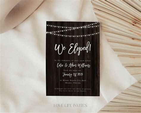 Rustic Wedding Elopement Invitation Printable Wedding - Etsy