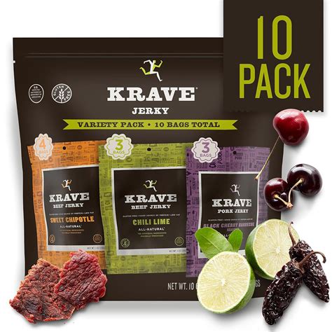 Krave Jerky Variety Pack 10 Count Beef And Pork New Way To Get Your Protein 695639060343 Ebay