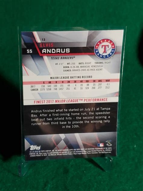 2018 Topps Finest 13 Elvis Andrus Texas Rangers EBay