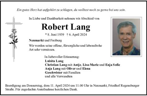 Traueranzeigen Von Robert Lang Mittelbayerische Trauer