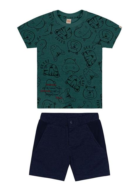 Conjunto Camiseta Bermuda Verde Trick Nick