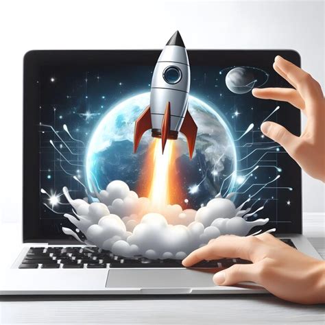 Premium Photo Launching Space Rocket From Laptop Screen