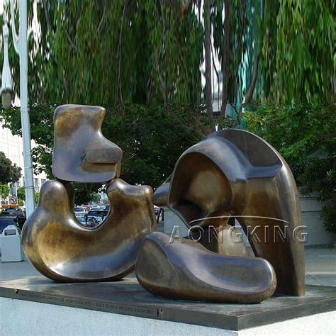 Abstract Foundation Famous Reclining Figure Bronze Sculpture by Henry