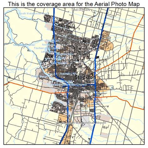 Aerial Photography Map of Stockton, CA California