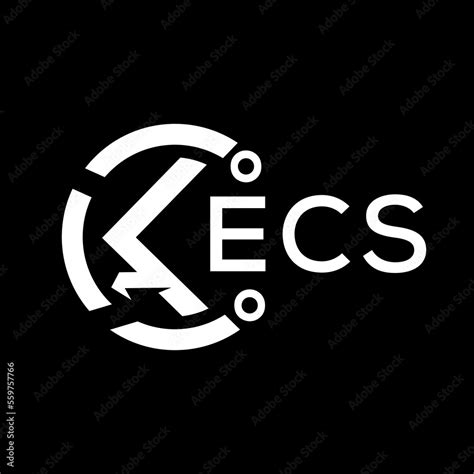 ECS letter logo. ECS white image on black background. ECS vector logo ...