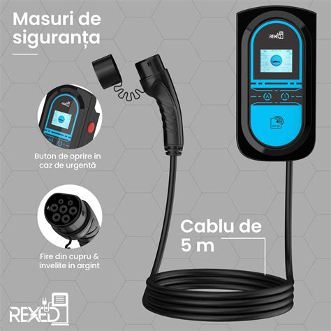 Зарядна станция за електромобили тип 2, 5м кабел, 6A-32A, 230V ...
